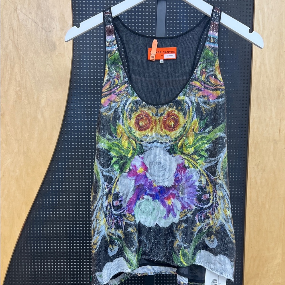Clover Canyon Multicolor Floral Sequin Tank Top